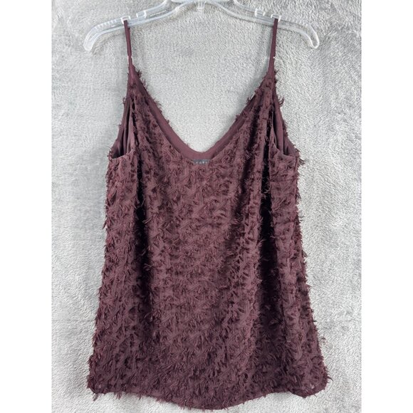 1.State Tops - 1.State Burgundy Textured Sleeveless V-Neck Tank Top Womens M